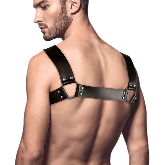 Мужская портупея на грудь из натуральной кожи Feral Feelings - Bulldog Harness Black | Зображення 1