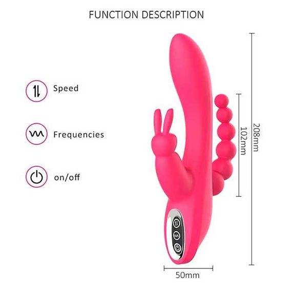 Вагинально-анальный вибратор Super Rebbit 3в1 12 режимов Фуксия | Зображення 4