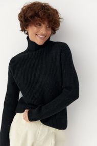 В'язаний гольф у рубчик - чорний цвет, ONE SIZE (є розміри)