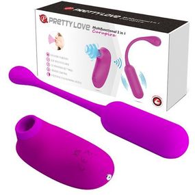 Виброяйцо с клиторальным стимулятором - Pretty Love Curupira Multifunctional 2 in 1 Purple Sex Aura