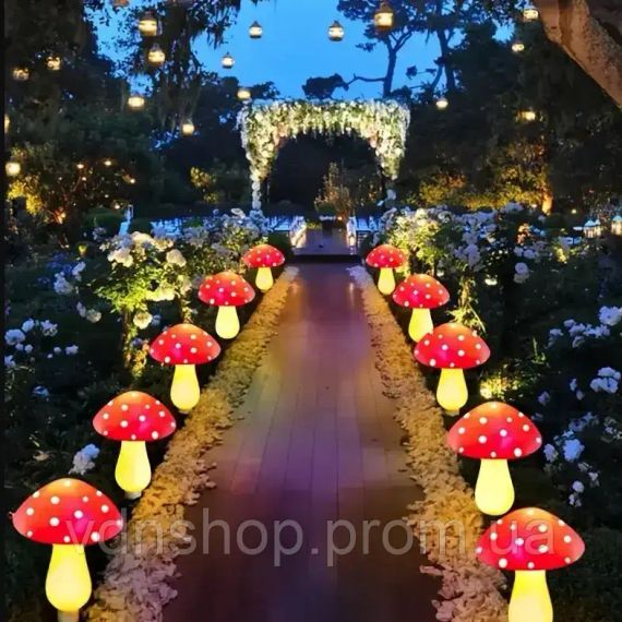 Декоративна гірлянда «Мухомори» із сонячною батареєю, 8 режимів свічення 6 шт | Зображення 3