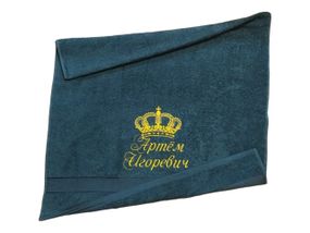 Рушник з іменною вишивкою махровий банний 70*140 зелений Артем 2