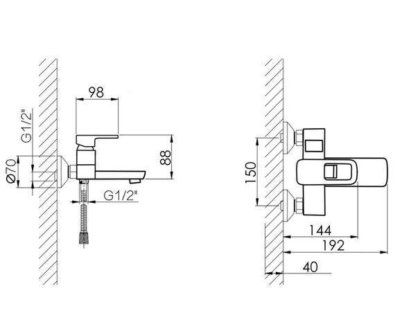 Змішувач для ванни Lidz Wawel 006 LDWAW006BLA45393 | Зображення 1