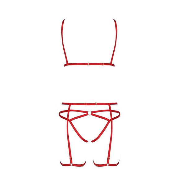 Комплект білизни MAGALI SET OpenBra red XXL/XXXL - Passion Exclusive: стрепи: ліф, трусики і пояс | Зображення 4