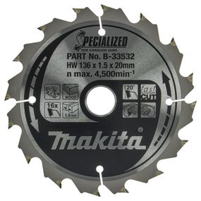 Диск пильный по дереву для аккумуляторных пил 136х20 мм 16T Makita SPECIALIZED B-33532