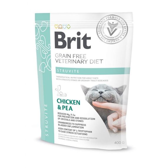 Корм сухий Brit Grain Free VetDiet Cat Struvite для котів з сечокам яною хворобою з куркою та горохом 400 г