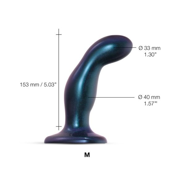 Дилдо Strap-On-Me DILDO PLUG SNAKY METALLIC BLUE, розмір M, діаметр 4 см, ввідна довжина 15,3 см | Зображення 1