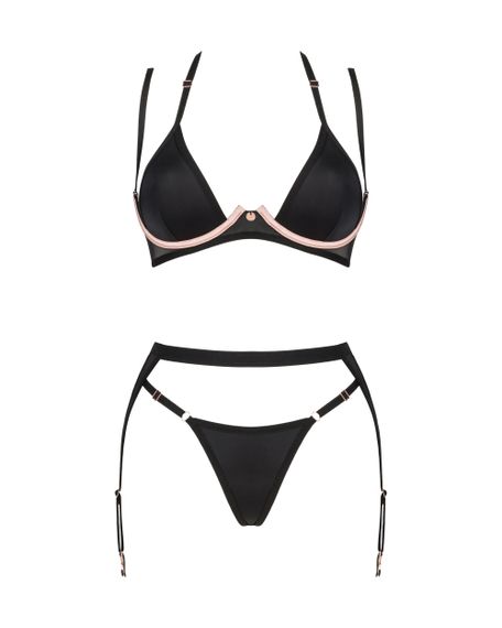 Комплект з поясом для панчох Obsessive Selinne set Чорний XL/2XL | Зображення 4