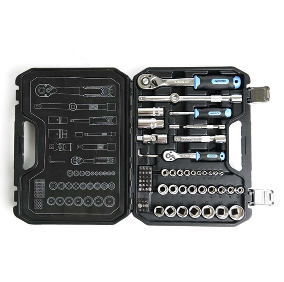 Набір насадок 90T 1/4"; 1/2" CrV 73 шт APRO | Зображення 1