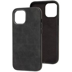 Кожаный чехол Croco Leather для Apple iPhone 14 Plus (6.7") Искусственная кожа, Black