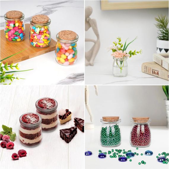 Баночки скляні з корком 100 мл, 23 шт, прозорі з етикетками та мотузкою, для солодощів, меду, йогурту свічок спецій банки маленькі | Зображення 2