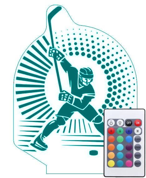 Акриловый светильник-ночник с пультом 16 цветов Хоккей tty-n001484