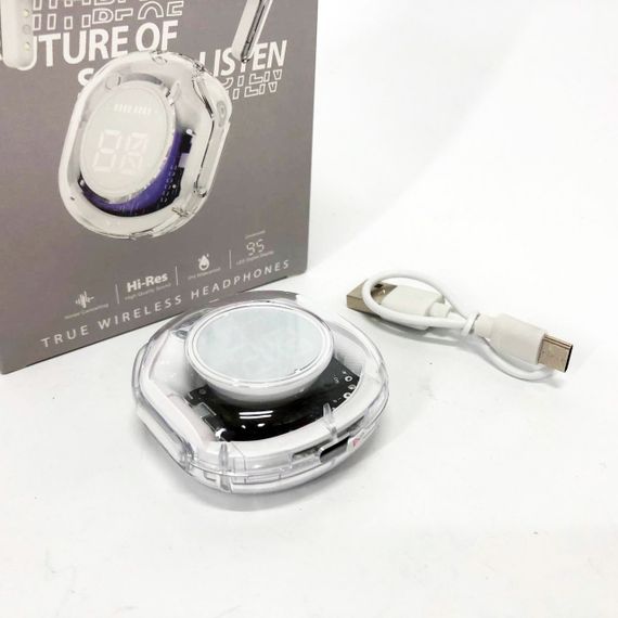 Бездротові навушники TWS T8 PRO з прозорим кейсом Вакуумний LED дисплей Bluetooth 5.3. UH-814 Колір: білий | Зображення 8