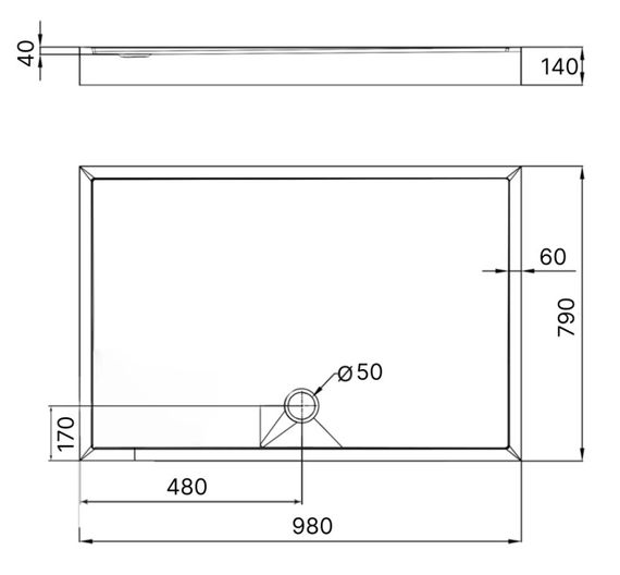 Душовий піддон Lidz Kapielka ST100x80х14, прямокутний LKAST1008014 | Зображення 1