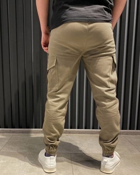 Мужские брюки карго с накладными карманами котон LI2031 цвет бежевый, размер 54/56 | Зображення 5