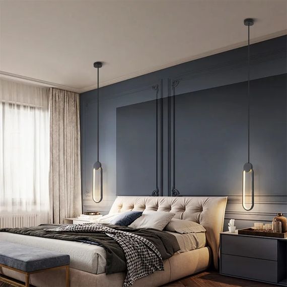 Люстра світлодіодна підвісна LED світильник для квартири на стелю лед 27131 Чорний 45-200х10х10 см. | Зображення 5