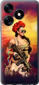 Чехол на Tecno Spark 10 Украинка с оружием "5316u-3023-17620"