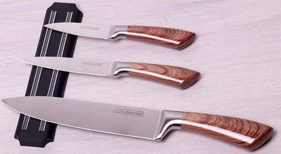 Набір 3 кухонні ножі Kamille Aubrieta на магнітній планці | Зображення 1