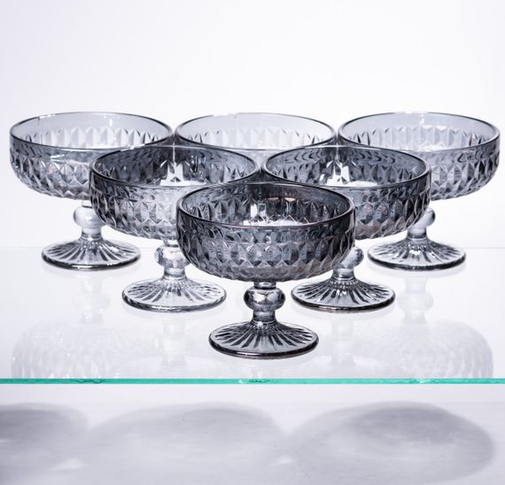 Набір креманок на ніжці 6 шт 300 (мл) Сірий HP-19-118