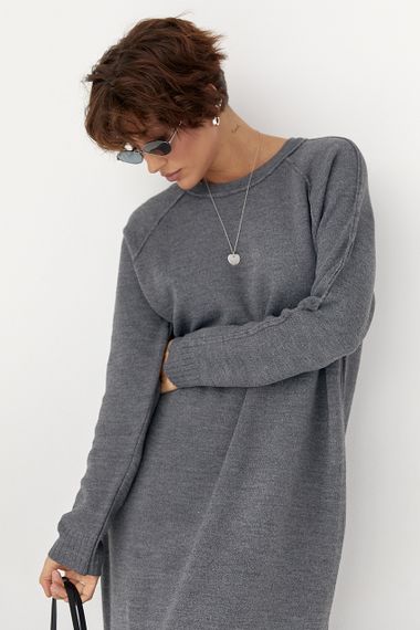 Трикотажна довга сукня вільного фасону - сірий цвет, ONE SIZE (є розміри) | Зображення 2