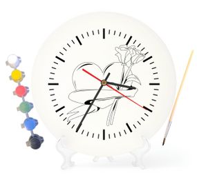 Детский набор для творчества часы раскраска Сердце и розы 30 см (Г0156)