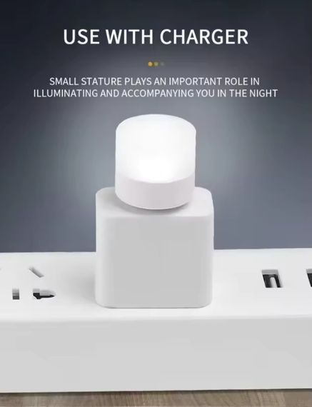 Портативная USB светодиодная лампа-ночник с белым (6500 К) светом, работает от Power Bank и др. гаджетов 5В | Зображення 2