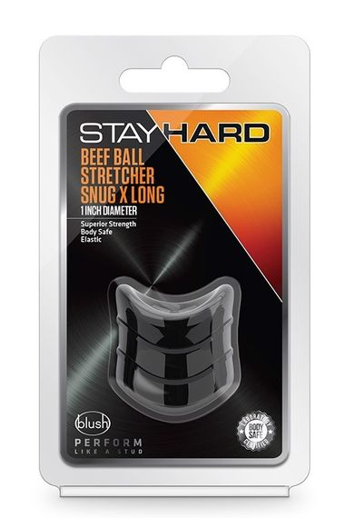 Эрекционное кольцо STAY HARD BEEF BALL STRETCHER SNUG XLONG Черное, 3.8 х 2.5 см Sex Aura | Зображення 2