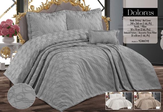 Покрывало з бахромой Kayra 240х260 см Dolores серое | Зображення 1