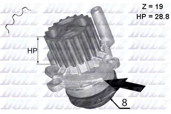 Водяной насос SKODA RAPID, SEAT ALHAMBRA, AUDI Q5, DOLZ (A224) | Зображення 2