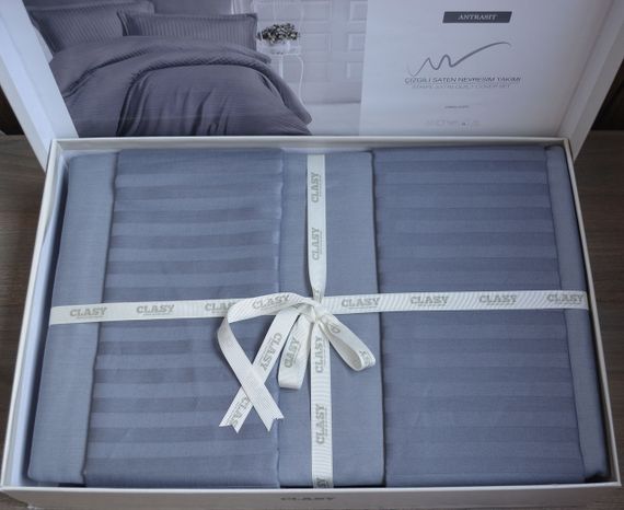 Постільна білизна Clasy Stripe Satin 200х220 Antrasit | Зображення 2