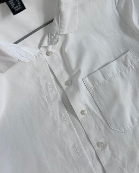 Женская коттоновая блуза-рубашка укороченная на пуговицах, SSH676, цвет белый, размер единый 42/46 | Зображення 3