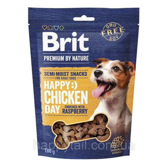 Ласощі для собак Brit Premium (Бріт Преміум) Semi-moist Snacks — напіввологі з куркою та малиною, 180 г