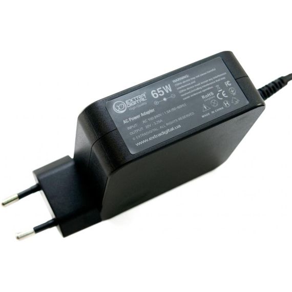 Блок живлення до ноутбуку Extradigital Lenovo 20V, 3.25A, 65W (4.0x1.7) High Quality (PSL3867) | Зображення 1