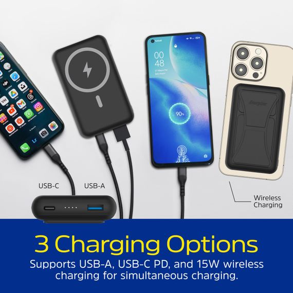 УМБ Energizer Magnetic Wireless 10000mAh 22.5W PD USB-A, USB-C In/Out, Black | Зображення 8