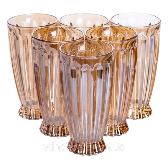 Набір глечик 1 л зі склянками 6 (шт) по 300 мл для напоїв, лимонадів, соку, води, мохіто Прозорий HP-19-2080GLD | Зображення 3