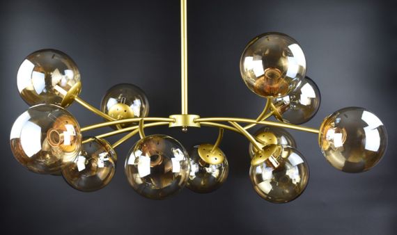 Люстра стельова на 12 лампочок 26207 Золото 45-65х110х110 см. | Зображення 3