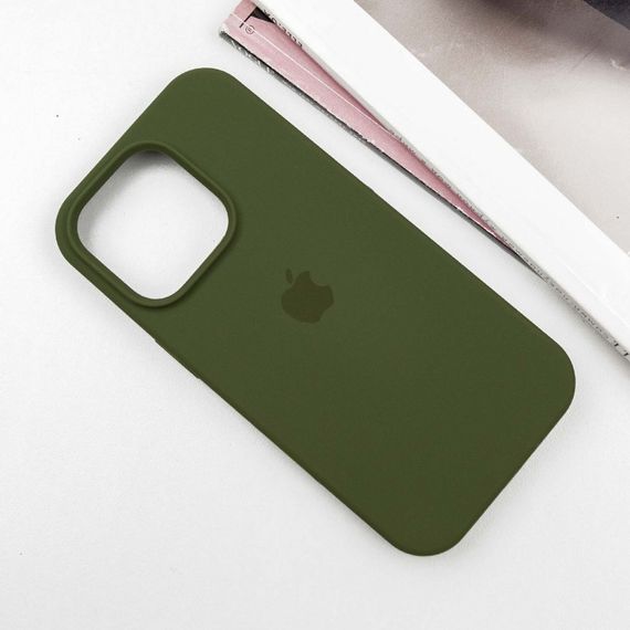 Чехол Silicone Case Full Protective (AA) для Apple iPhone 14 Pro (6.1") Зеленый / Dark Olive | Зображення 1
