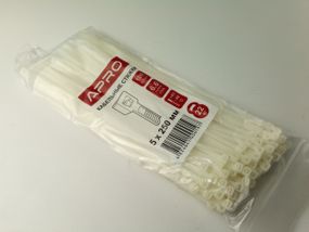 Хомут пластиковий APRO 250х5 (100 шт. в уп.) білий, 1 ПАКОВКА (CT-W5250)