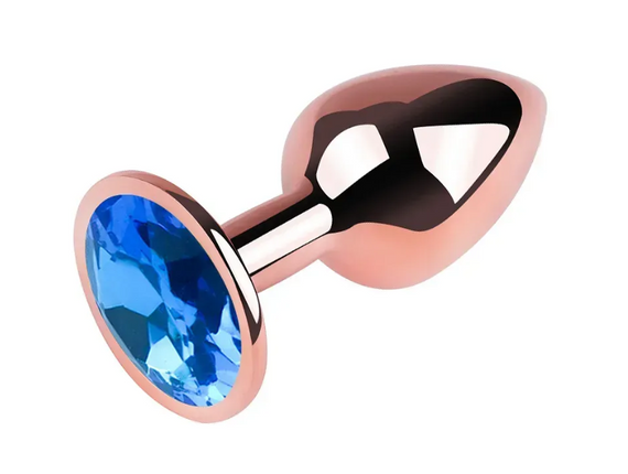Анальна пробка із кристалом EGZO - Rose Gold Round Plug Blue size M Sex Aura | Зображення 2