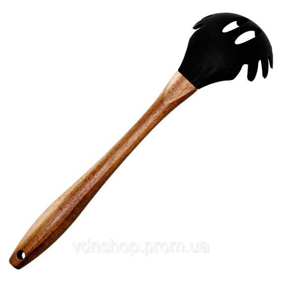 Силіконова ложка для спагетті з дерев'яною ручкою 30 (см) ложка для макаронів, пасти лопатка для спагетті HP-8-57 | Зображення 2