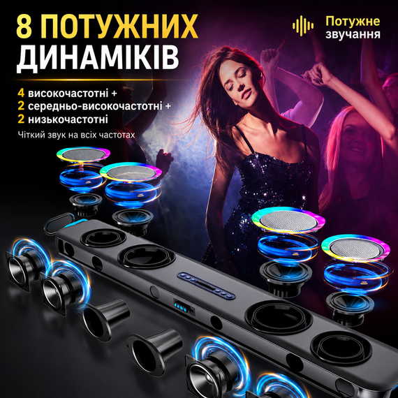 Саундбар Newsmy G68 160 Вт для телевизора с Bluetooth, HDMI, Dolby Digital, сабвуфером и поддержкой микрофона | Зображення 1