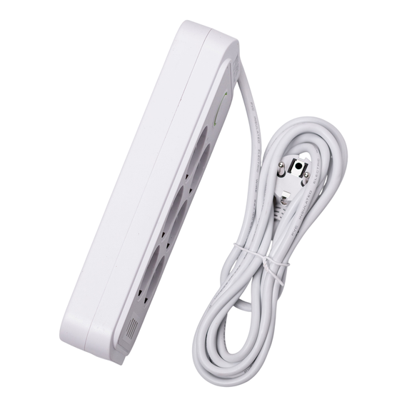 Мережевий фільтр 3 м подовжувач F06U на 6 розеток 4 USB 1 Type-C та кнопкою відключення Білий HP-5-23 | Зображення 6