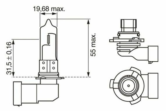 Галогенова лампа BOSCH ECO HIR2 (9012) 55W 12V Standart (1987302828) | Зображення 1