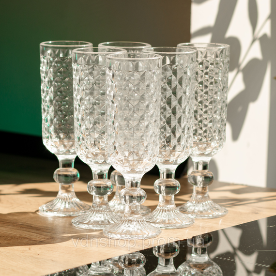 Набір келихів для шампанського 6 штук 160 мл скляні HP-19-103 | Зображення 3