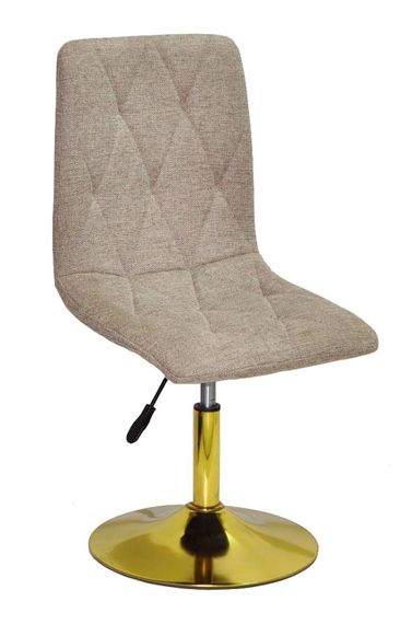 Стілець Melvin (Fred) GD-Base, на золотій круглій нозі-опорі, з регулюванням висоти, м'яке сидіння текстиль бежевий BREGO-34 | Зображення 5