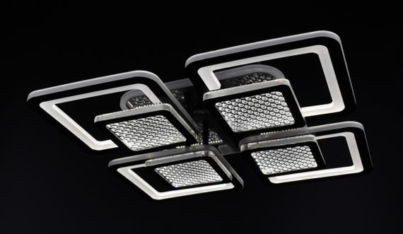 Люстра світлодіодна стельова LED світильник для квартири на стелю лед з пультом 26040 Чорний 9х42х42 см. | Зображення 4