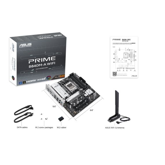 Материнcька плата ASUS PRIME B840M-A WIFI sAM5 B840 4xDDR5 M.2 HDMI DP WiFi BT mATX 90MB1J20-M0EAY0 | Зображення 1