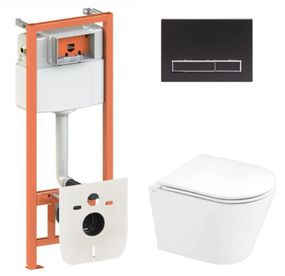 Набір Qtap Nest 4 в 1 підвісний унітаз Scorpio Ultra Quiet 520x365x365 + комплект інсталяції QT1433053EUQW45167