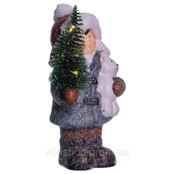 Новорічна фігурка з підсвічуванням Дівчинка з ялинкою з порцеляни 10×9×18 (см) CR-5-16 | Зображення 1