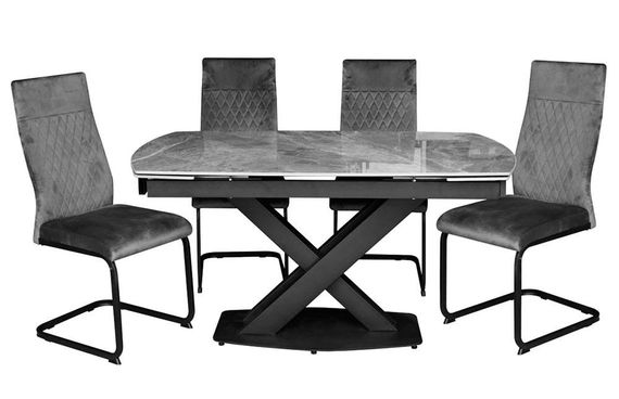 Обеденный раскладной стол Lion DT-2306, столешница керамика серая глянцевая grey glossy ceramics 12 мм, размер 140-180х80 см | Зображення 4